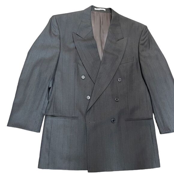 YSL Men’s Gray Double-breasted Suit Sz 42L - Picture 5 of 16